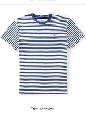 Polo by Ralph Lauren Blue and White Striped Short Sleeve Tee